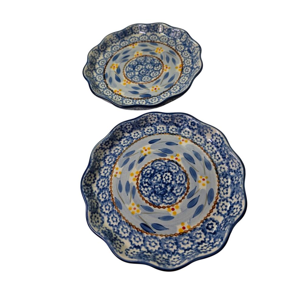TEMP-TATIONS Old World Blue Ceramic Discontinued 7.5" Salad Plates Set of 2